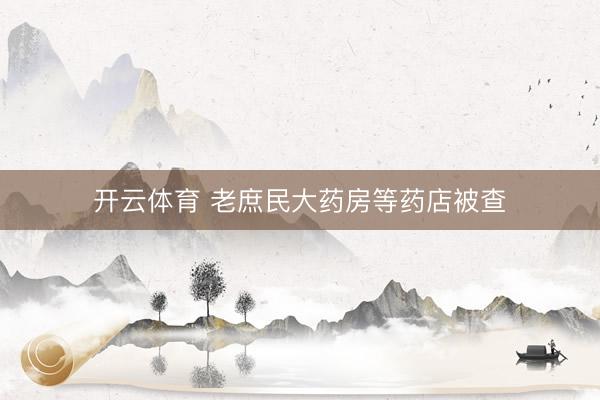 开云体育 老庶民大药房等药店被查